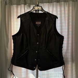 FIRST Mfg Co - 2XLT - Women's Black Leather Vest